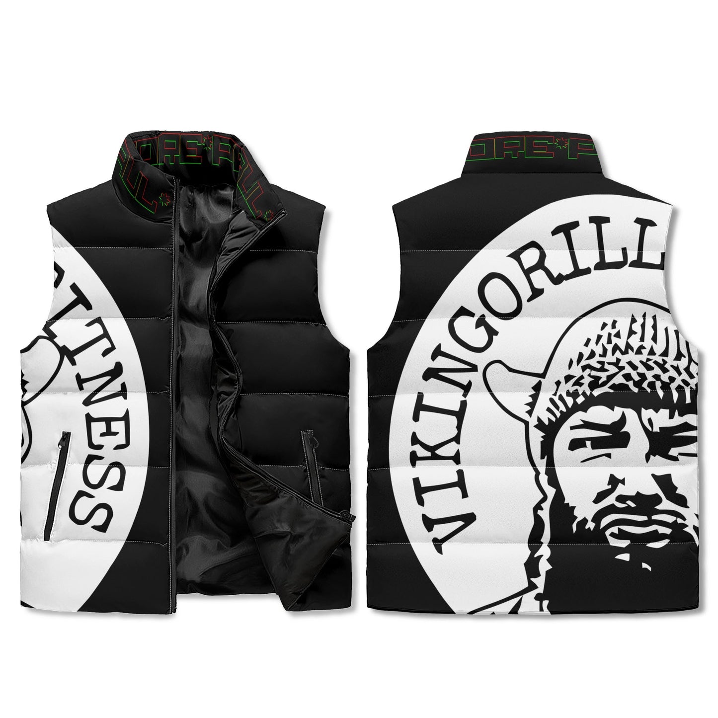 00 Vikingorilla Fitness Zip Up Puffer Vest - custom colour choice