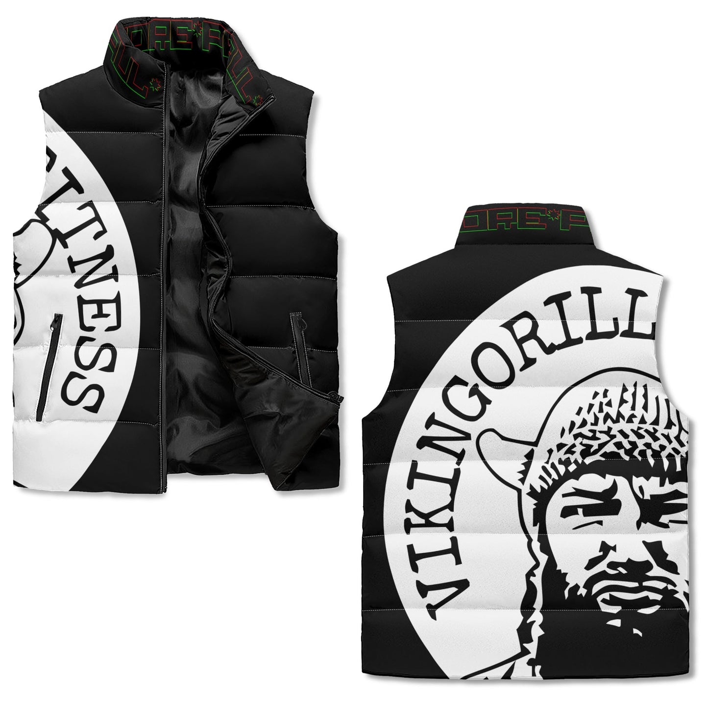 00 Vikingorilla Fitness Zip Up Puffer Vest - custom colour choice