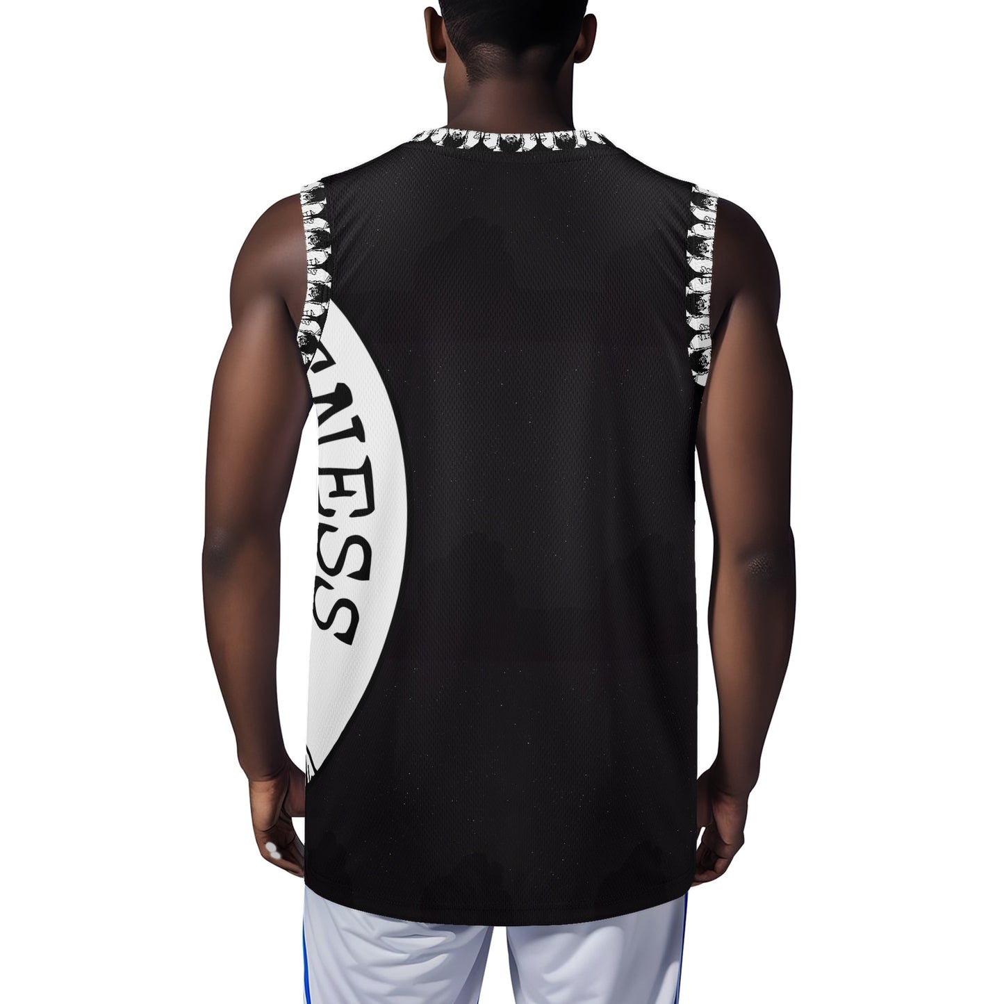 Shirts 0200 - Offset Print Basketball Jersey *JET BLACK*