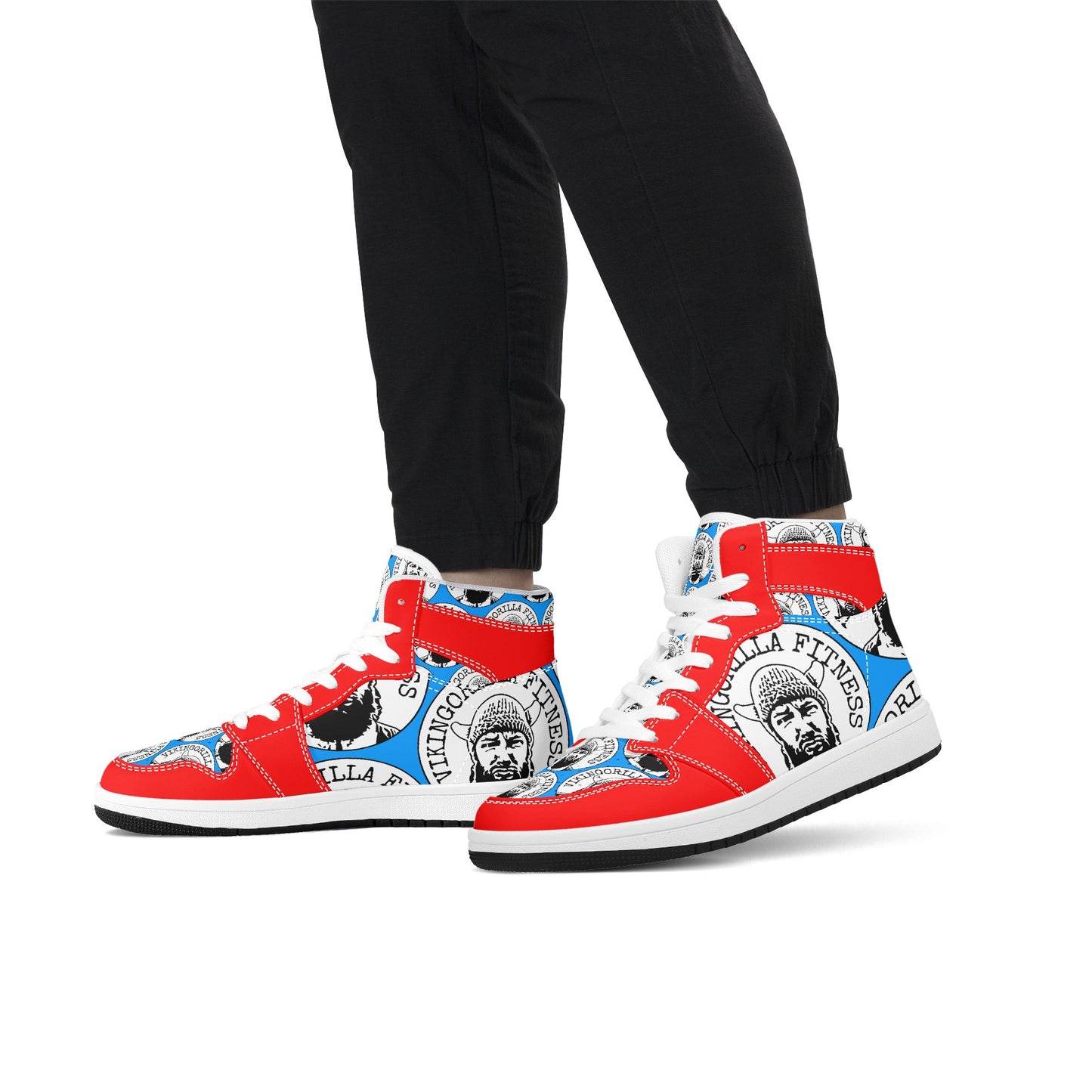 Shoes Mens High Top Leather Sneakers *RED and BLUE*