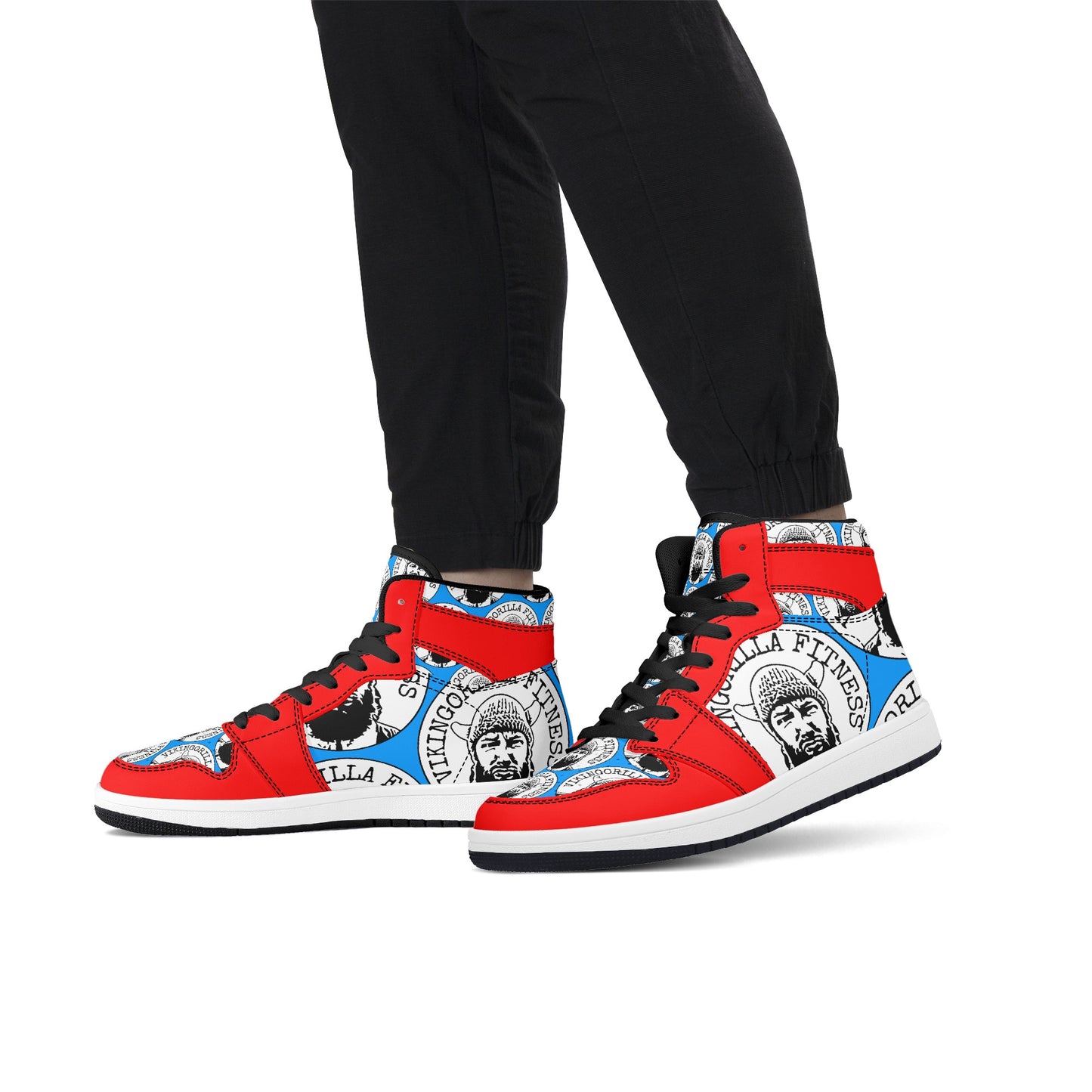 Shoes Mens High Top Leather Sneakers *RED and BLUE*