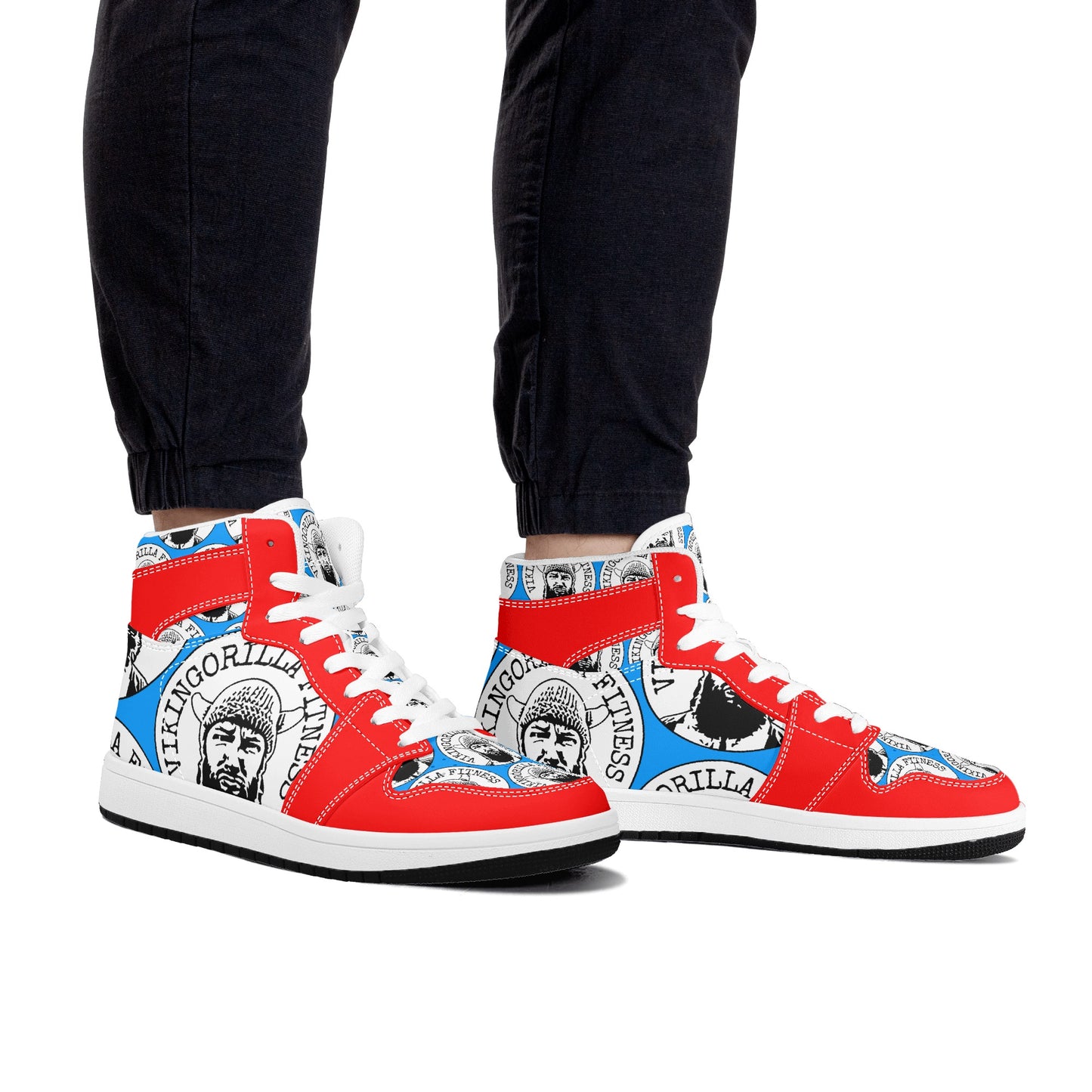 Shoes Mens High Top Leather Sneakers *RED and BLUE*