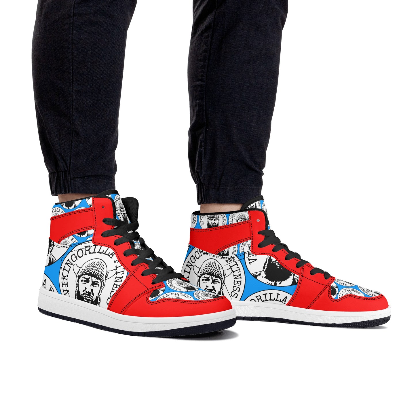 Shoes Mens High Top Leather Sneakers *RED and BLUE*