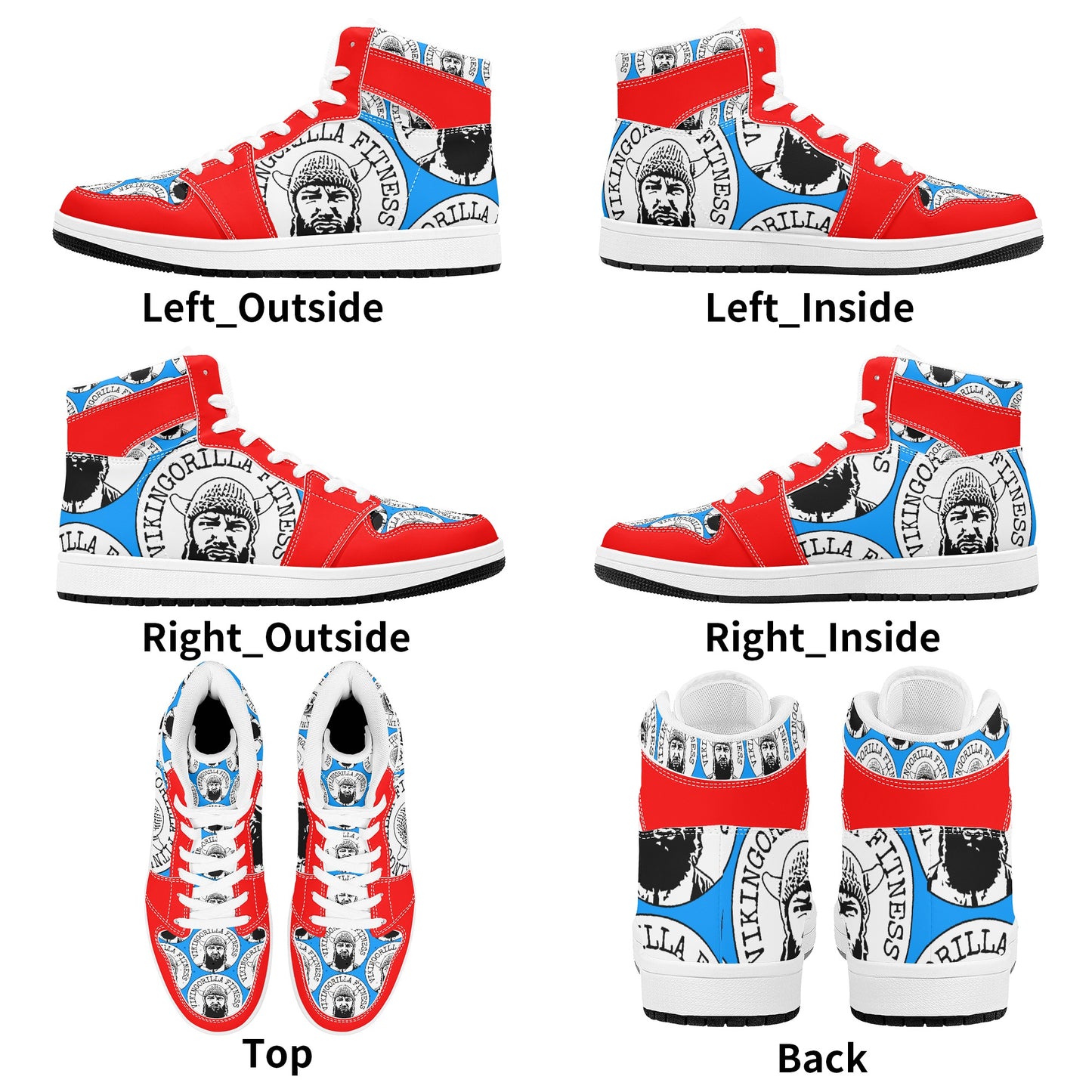 Shoes Mens High Top Leather Sneakers *RED and BLUE*