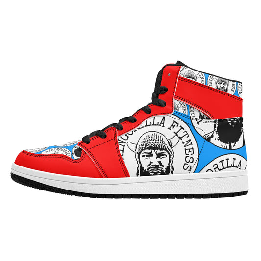 Shoes Mens High Top Leather Sneakers *RED and BLUE*