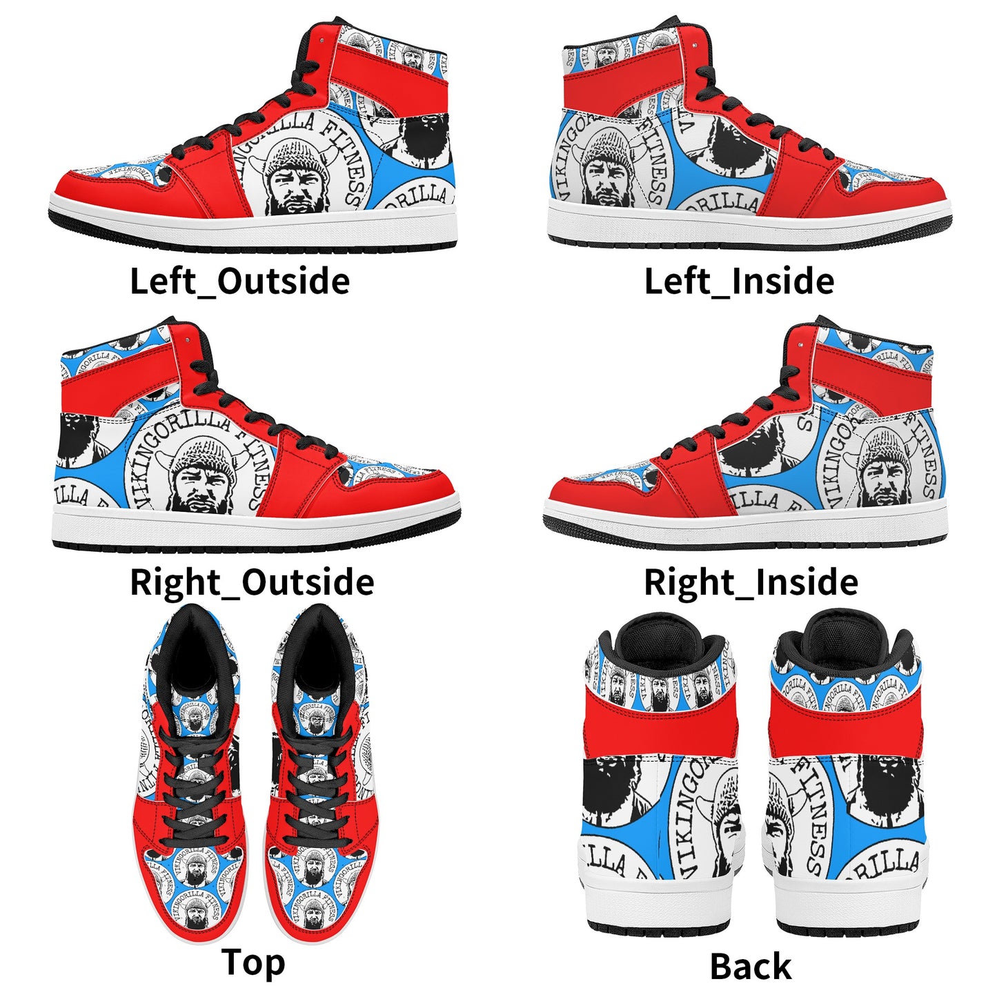 Shoes Mens High Top Leather Sneakers *RED and BLUE*